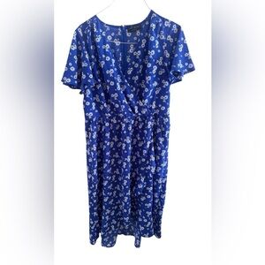 Lane Bryant - Floral Maxi Dress - High Low - Size 14- Blue Flowers flare